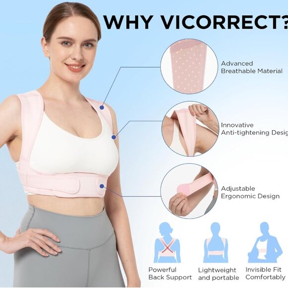 VICORRECT Posture Corrector for Women - Upper Back Brace Adjustable & Breathable - Picture 6 of 10